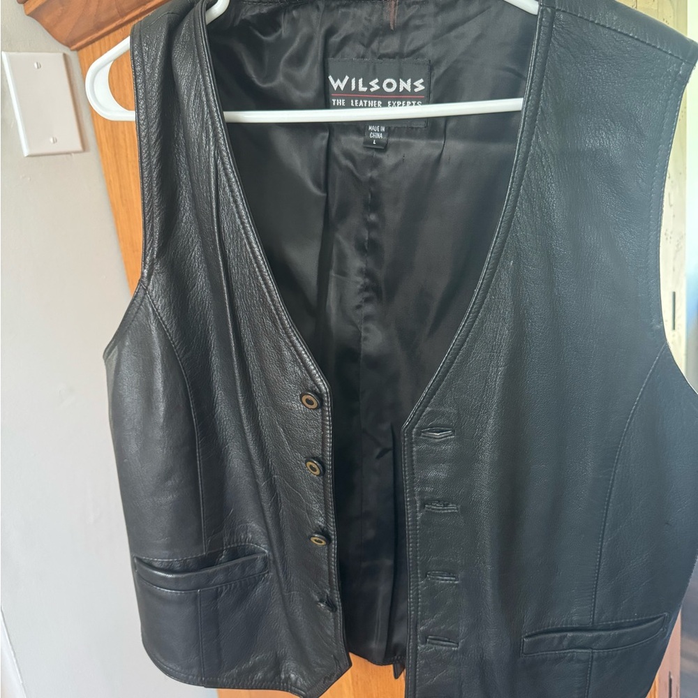 Wilsons Leather Black Button-Up Vest